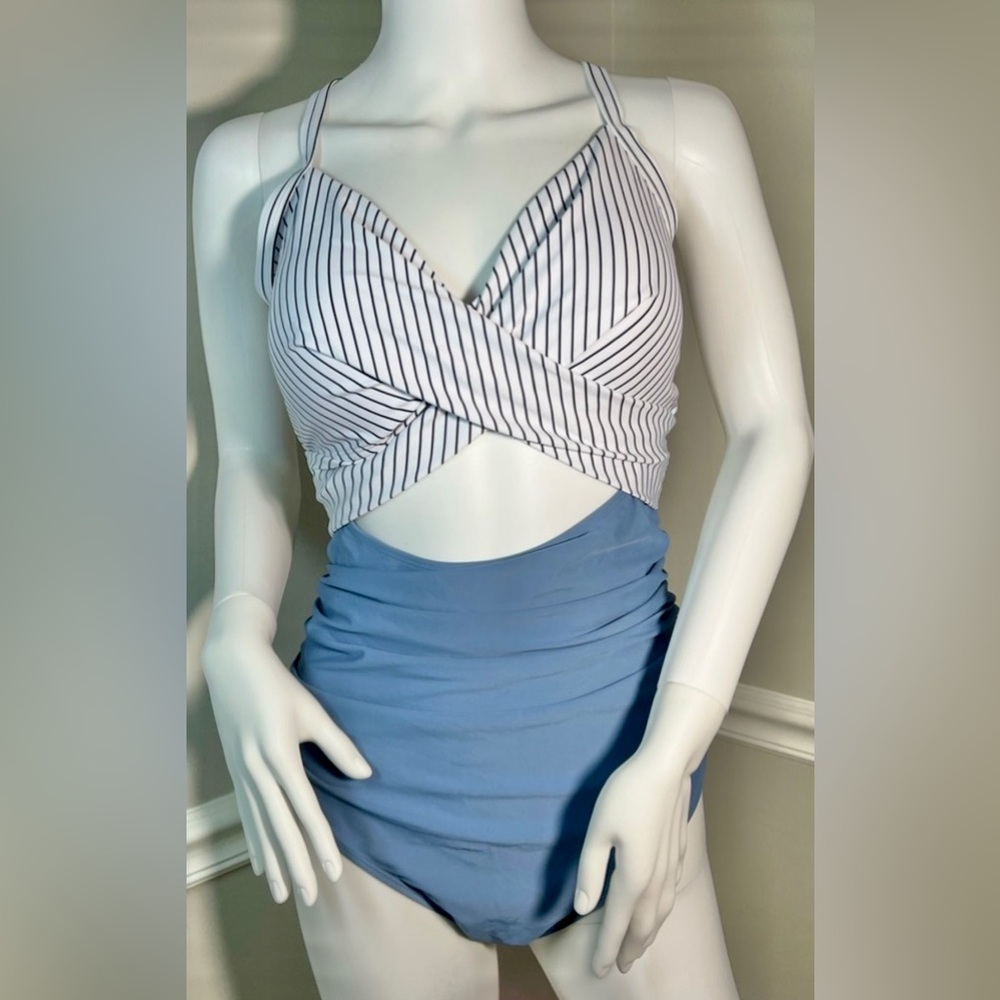NWT Contrast Ruched High Waist Monokini Size XL